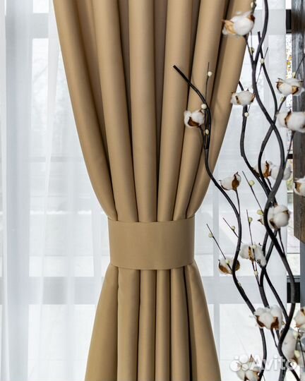 Шторы блэкаут Амадео Песочный