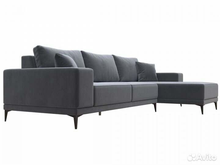 Диван угловой Льюес правый, велюр, серый. Москва