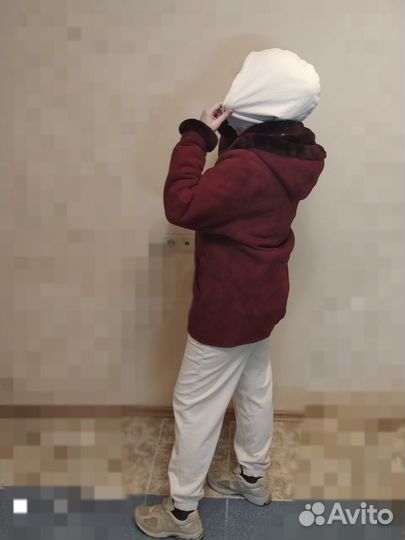 Натуральная дублёнка с капюшоном 46 р-р. Винтаж