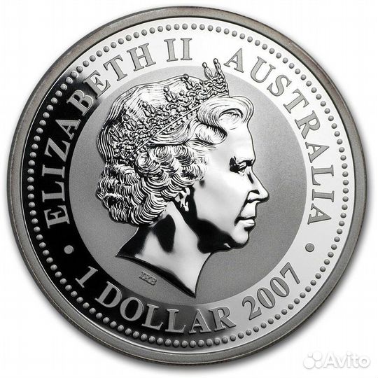 Монета Австралия 1 доллар, 2007 Год быка