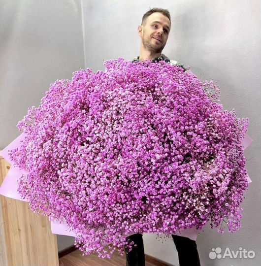 Букет гигант из гипсофилы, радужная гипсофила