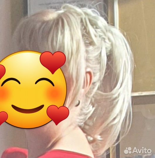 Хвост из натуральных волос блонд