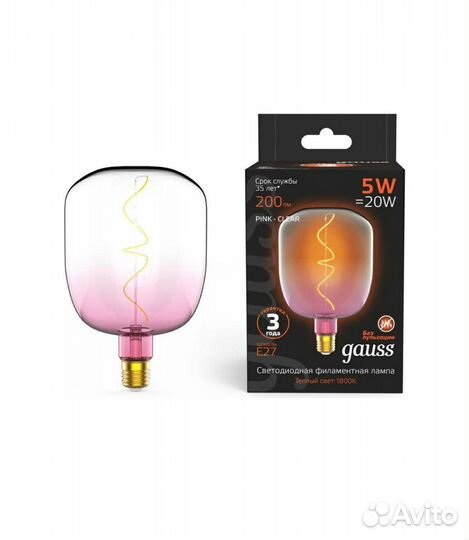 Лампа Gauss Filament Flexible Pink-Clear 1800K