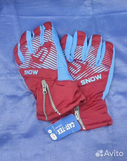 Зимние детские перчатки 6-8 лет, красно-синие S