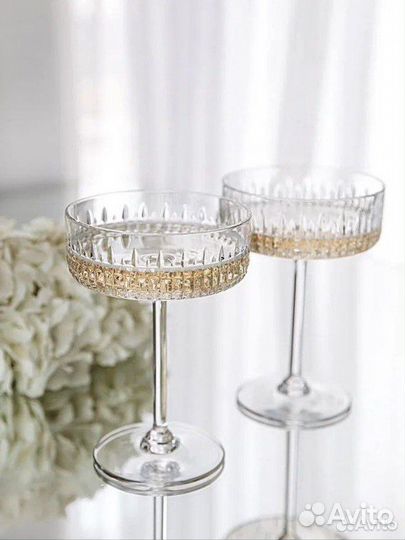 Хрустальные бокалы для шампанского новые 2шт