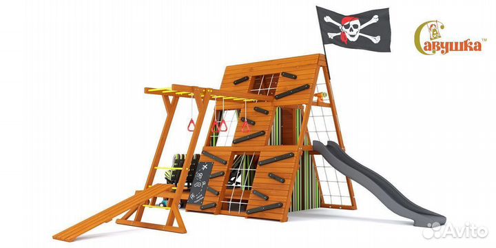 Детский уличный комплекс домик с горкой доставка