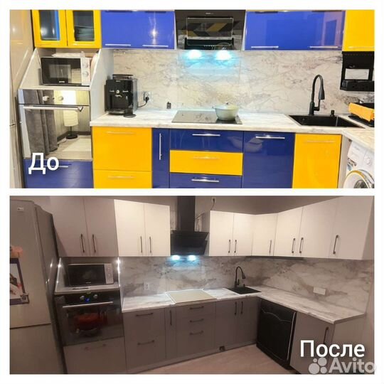 Реставрация покраска кухонного гарнитура
