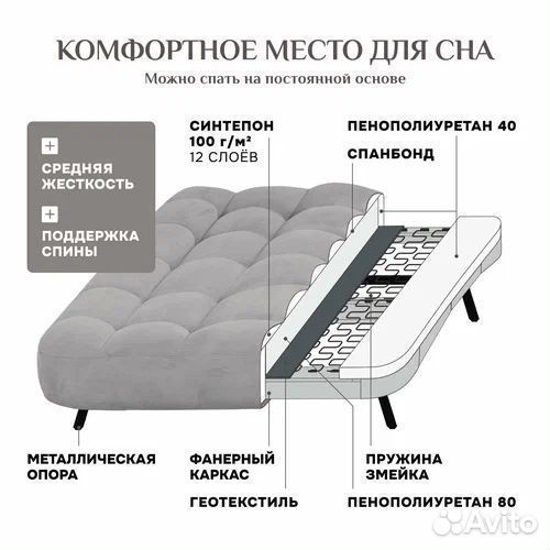 Диван раскладной Brendoss Абри серый