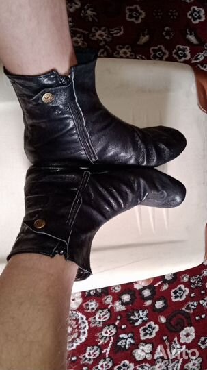 Кожаные макасины с мехом