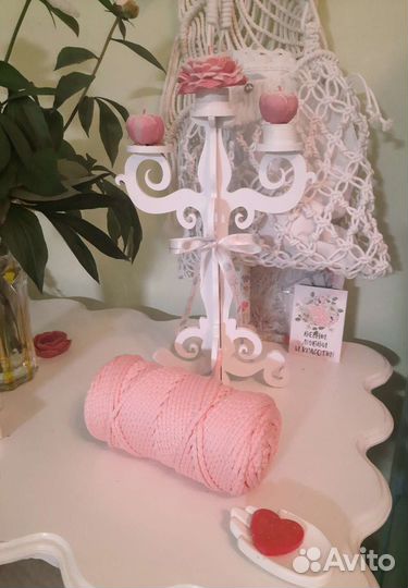 Полочка макраме 2 ярусная, дуб