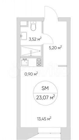 Апартаменты-студия, 23,5 м², 4/16 эт.