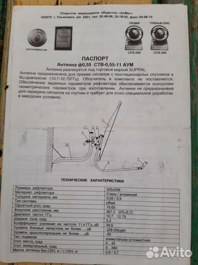 Продажа комплекта спутниковой антены