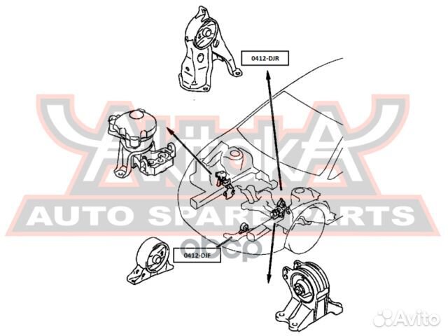 Подушка двигателя задняя 0412-DJR asva