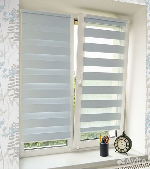 Рулонные шторы жалюзи день-ночь зебра