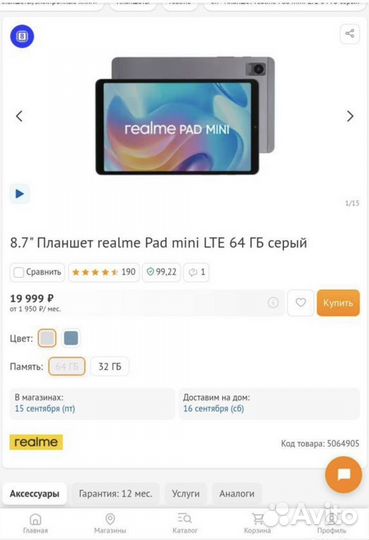 Планшет Realme Pad Mini (4/64, LTE)