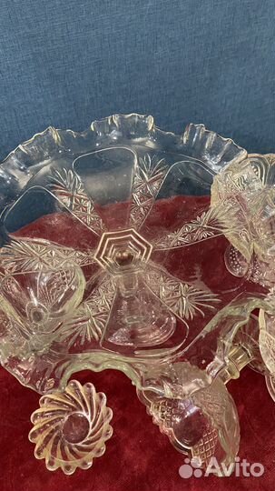 Старинное стекло вазы вареньицы Мальцов клеймо