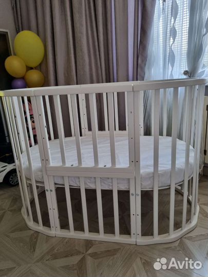 Детская кроватка трансформер круглая с маятником