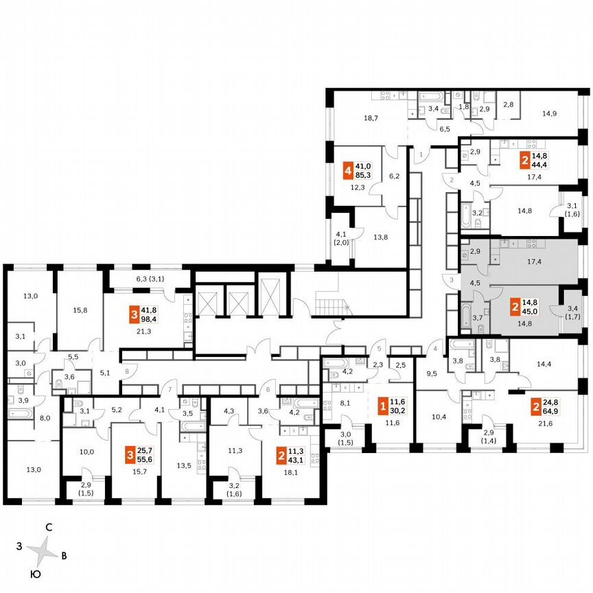 1-к. квартира, 45,2 м², 2/2 эт.