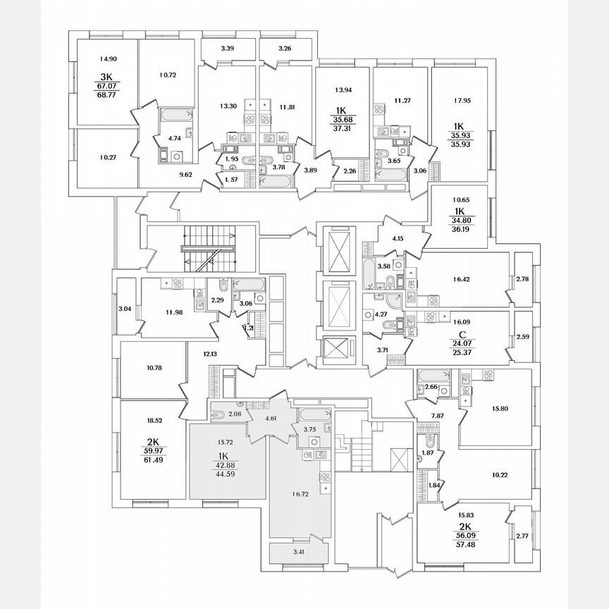 1-к. квартира, 44,6 м², 2/22 эт.