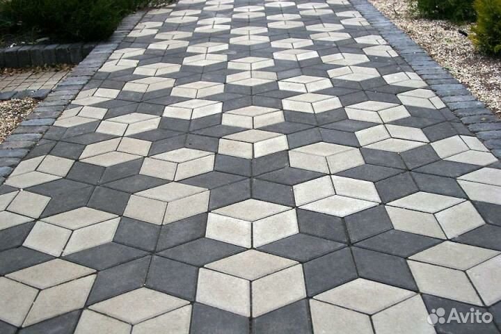 Укладка тротуарной плитки, установка бордюров