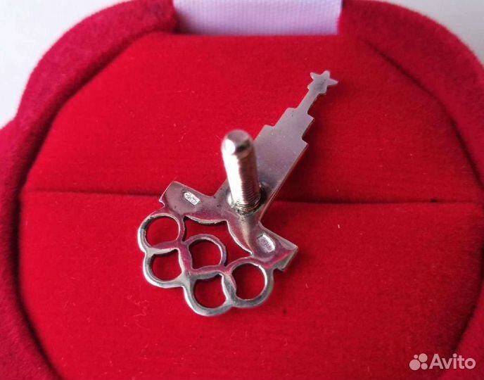 Знак, значок серебро 925. Олимпиада 80. Эмблема