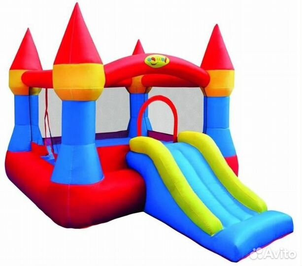 Надувной детский батут с горкой