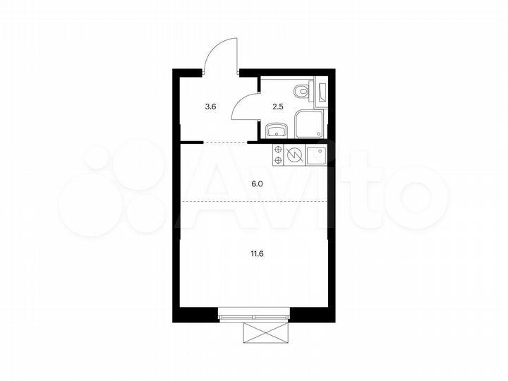 Квартира-студия, 23,7 м², 6/14 эт.