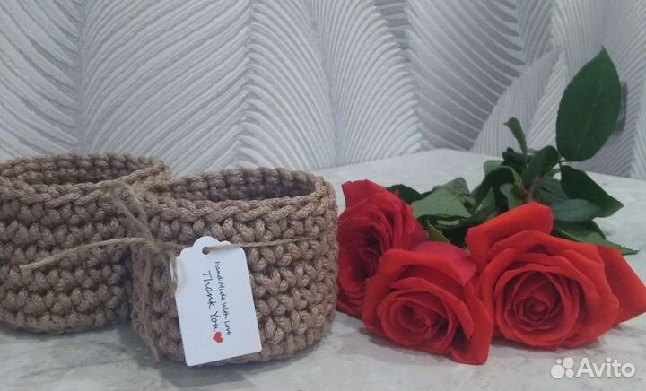 Корзинка вязаная интерьерная