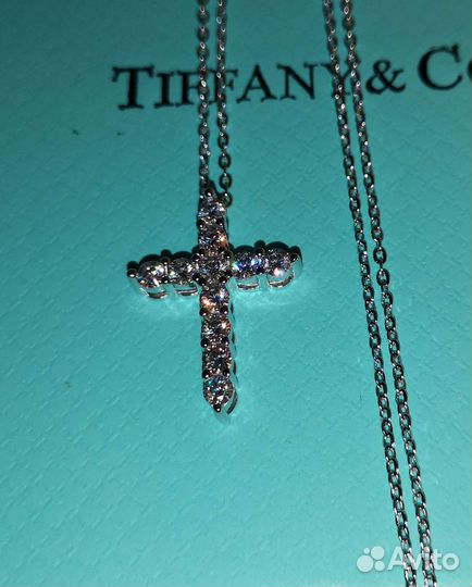Крестик с бриллиантами муассанитами 0,6 ct