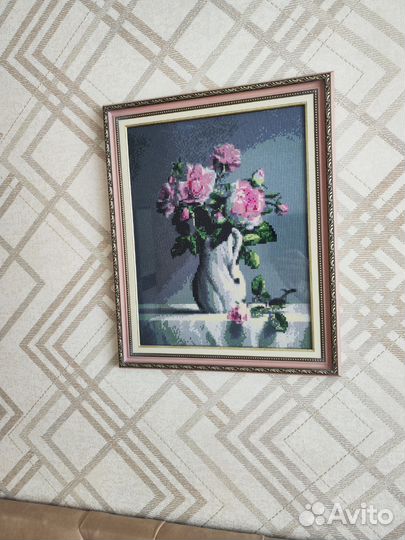 Картина ручной работы вышитая
