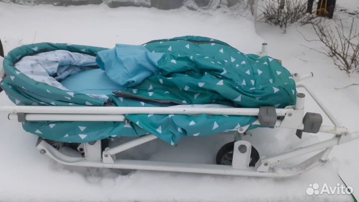 Детские санки коляска с колесами бу