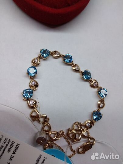 Золотой браслет 585 пробы с топазами (новый)