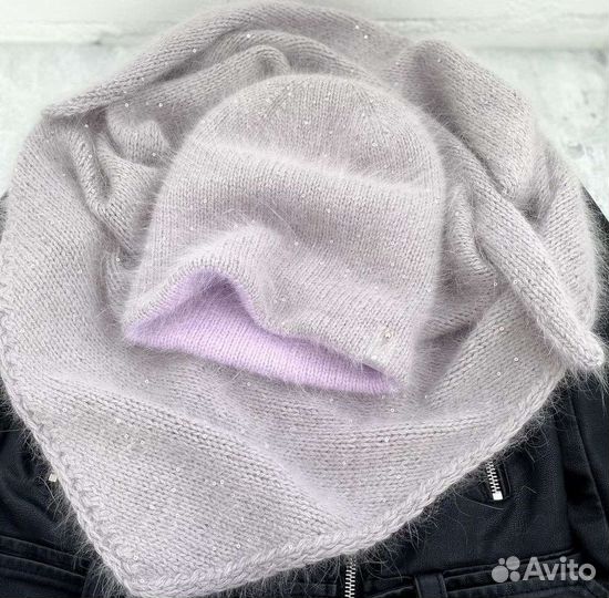 Комплект шапка шарф из пуха норки