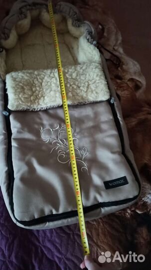 Зимний конверт в коляску на натуральной овчине