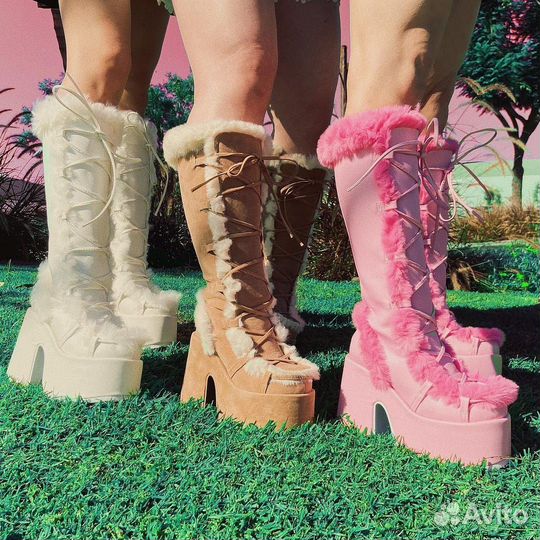 Сапоги на платформе Camel-311 с оф.сайта Demonia