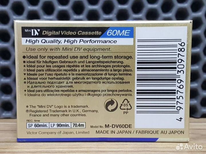 Видеокассета JVC miniDV DVM60 M-DV60DE (новая)