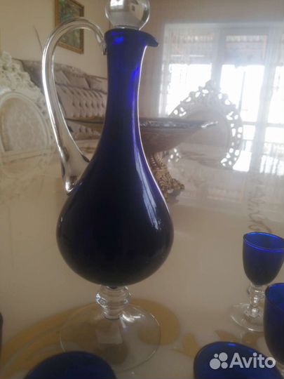 Кобальт винтаж СССР графин и рюмки