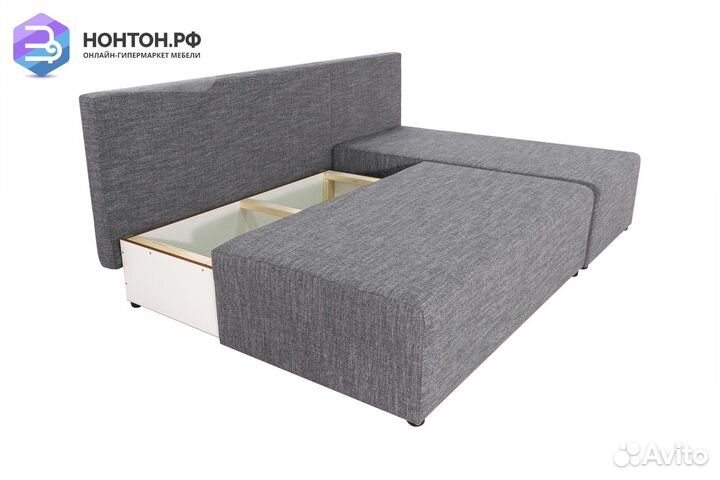 Диван угловой еврокнижка Комо серый