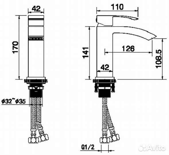 Cмеситель для раковины Hansberge cubito H1077BL Че