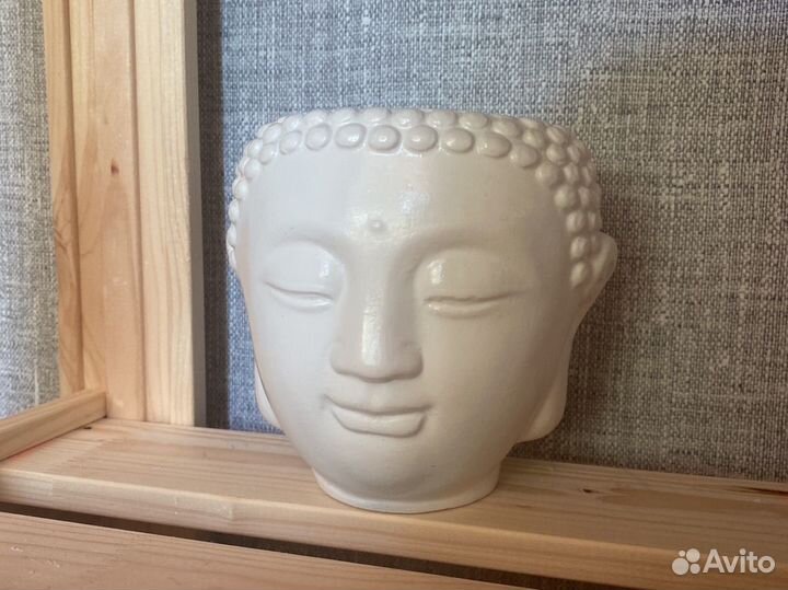 Кашпо голова будды гипс для цветов