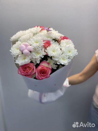 Цветы/букет из хризантемы и розы