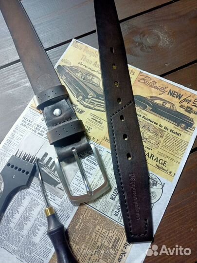 Ремень из натуральной кожи ручной работы