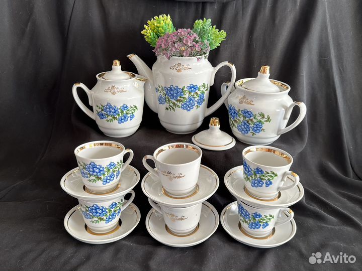 Кофейный сервиз Незабудки гфз СССР 6 персон