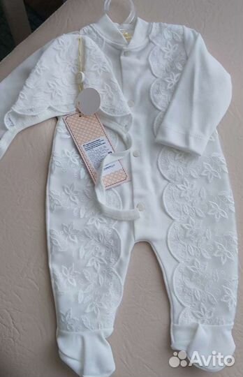 Комбенезон+чепчик на выписку для девочки