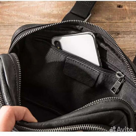 Мужская кожаная сумка через плечо новая
