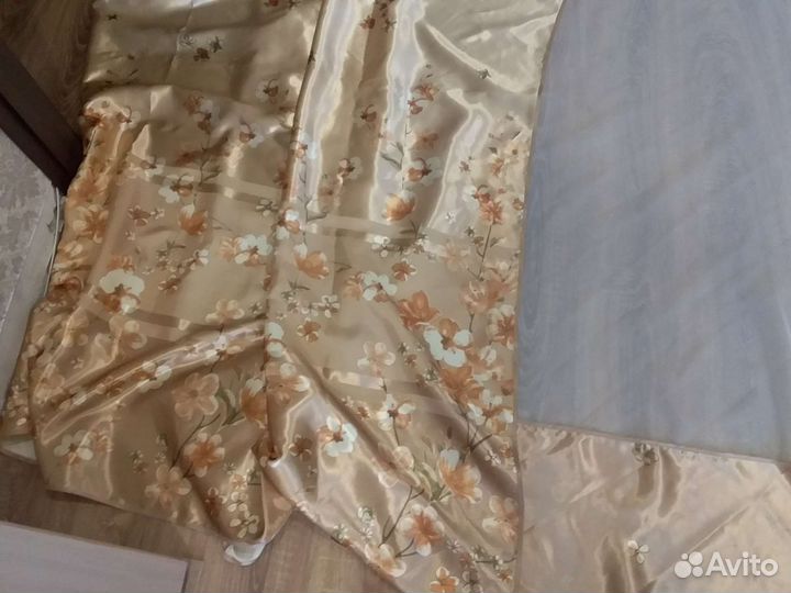 Комплект шторы и тюль кухонные