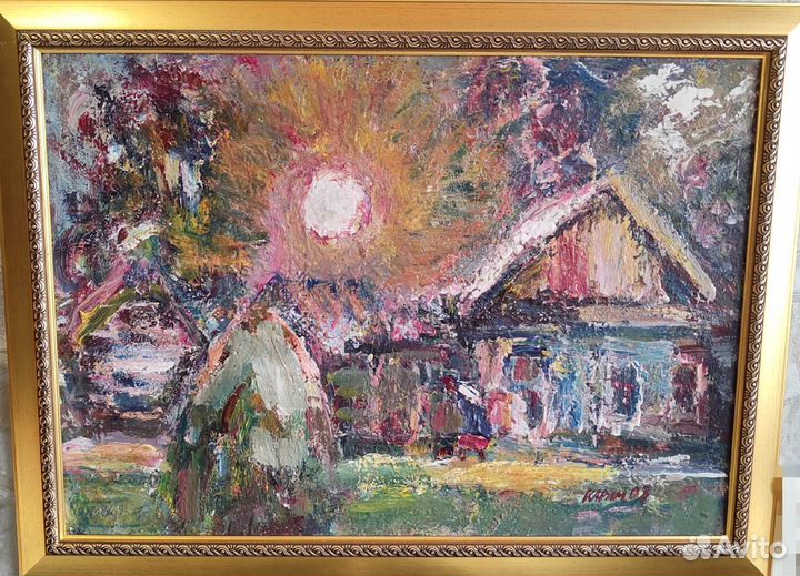 Картина маслом в раме 80х60 Пейзаж от художника