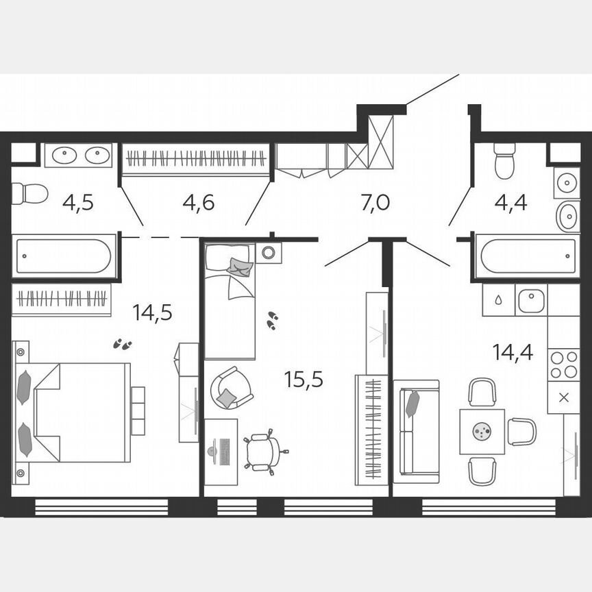 2-к. квартира, 64,9 м², 17/17 эт.