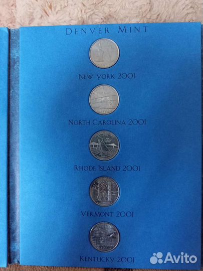 Годовой набор монет США 2001 года и 5 квотеров
