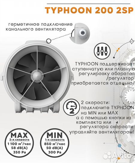 Вентилятор канальный typhoon 200 2SP